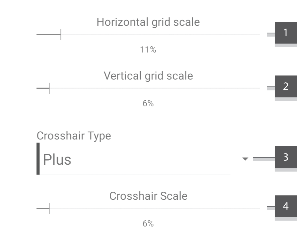 Image displaying the settings of the application with numeric annotations